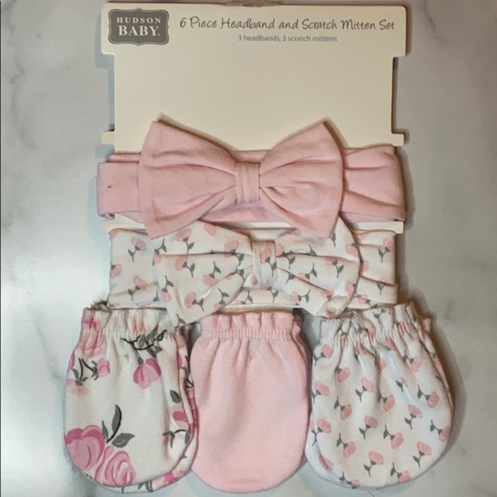 Hudson baby headbands and mittens